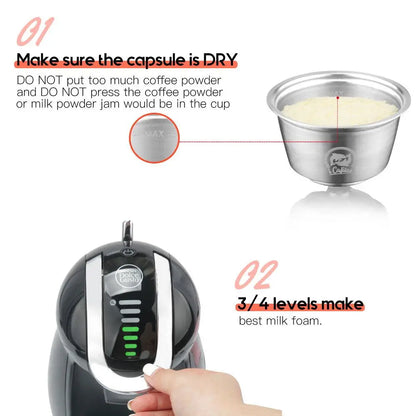 Reusable Stainless Steel Pod for Nescafe Dolce Gusto Coffee Machine Espresso Pod Tamper