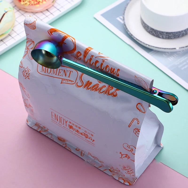 Two-in-one Stainless Steel Coffee Clip Spoon