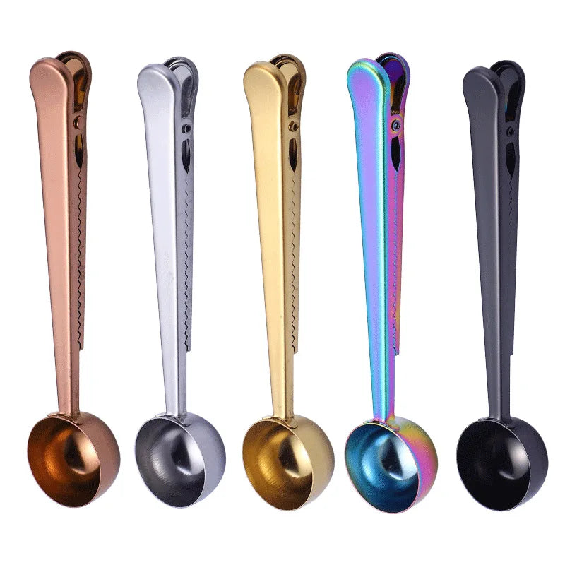 Two-in-one Stainless Steel Coffee Clip Spoon