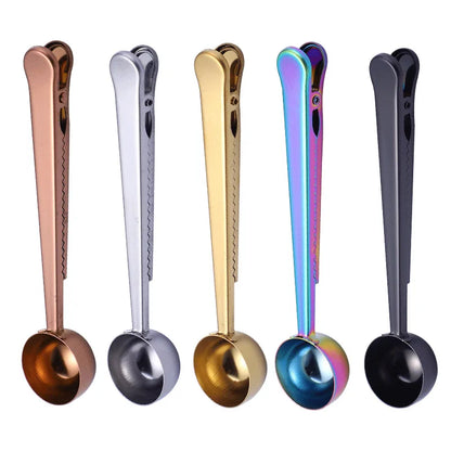 Two-in-one Stainless Steel Coffee Clip Spoon