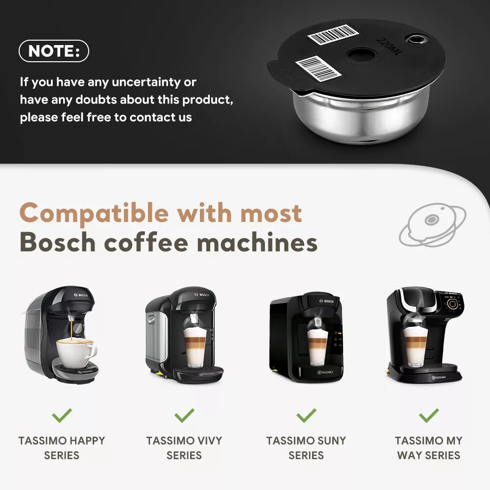 Stainless Steel reusable coffee capsule pod silicone cover for BOSCH Machine Tassimo Refillable Filter Maker Pod 60/180/200/220