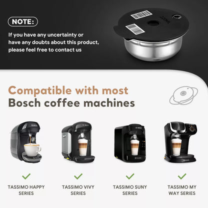 Stainless Steel reusable coffee capsule pod silicone cover for BOSCH Machine Tassimo Refillable Filter Maker Pod 60/180/200/220